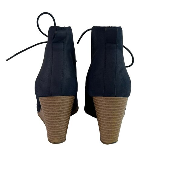 🟣🟣🟣 NAUTICA Womens Size 9.5 Dark Blue Tie Up Wedge Heels - Picture 4 of 8